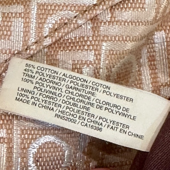 🌟HP🌟VTG 2000s Liz Claiborne Small Monogrammed Beige Fabric & Faux Leather Hobo - Picture 6 of 11